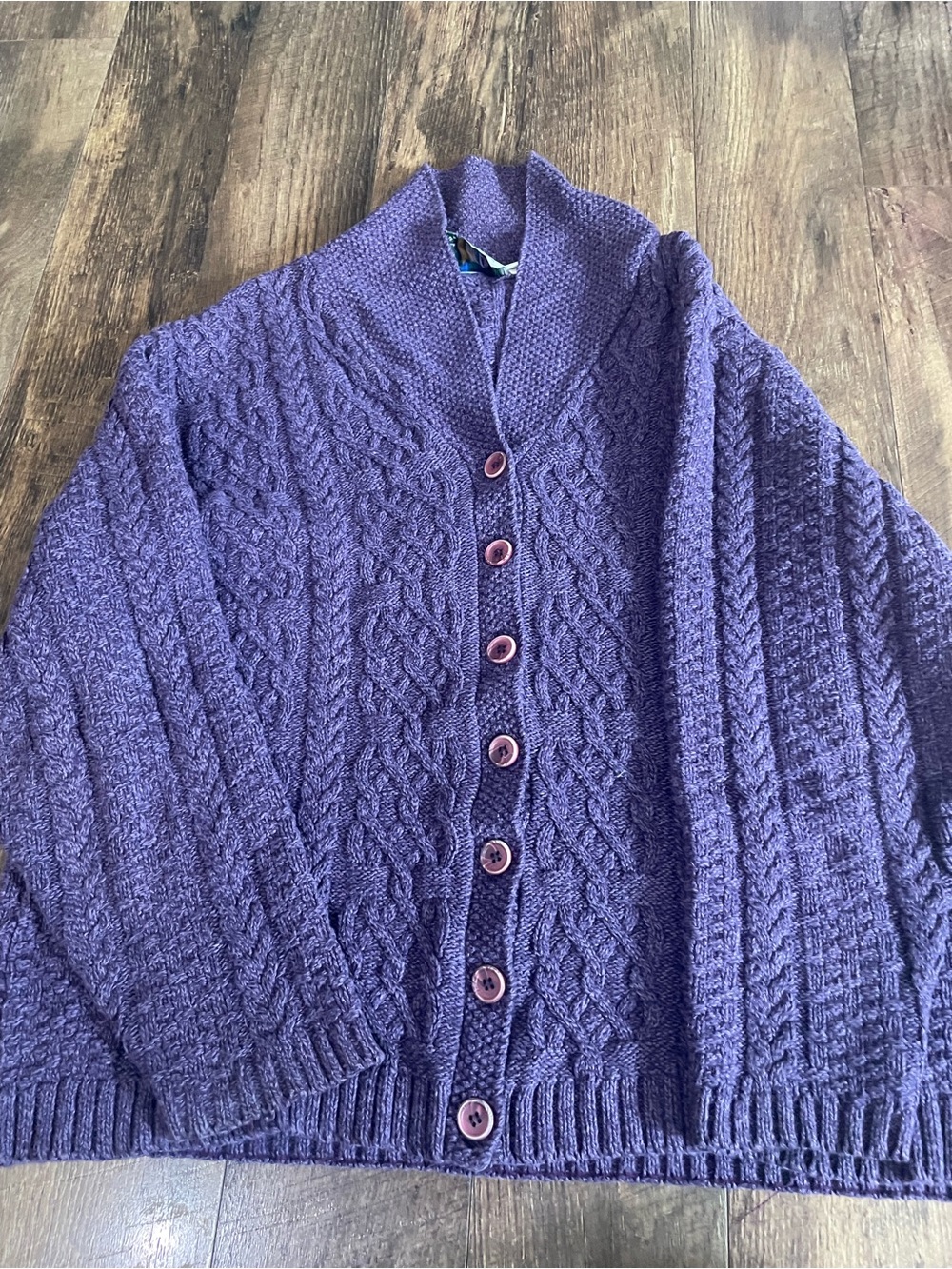 Northern Reflections Deep Purple Cable Knit Cardigan